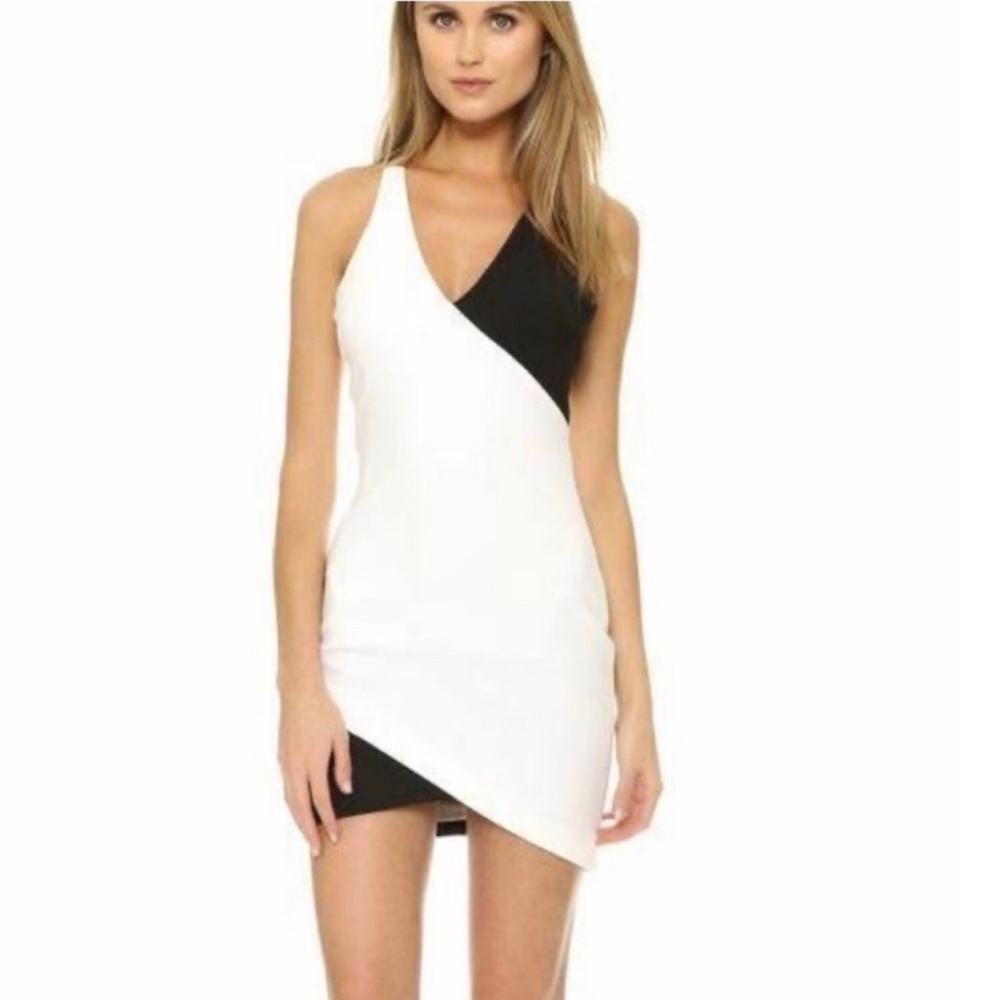 Elizabeth and James Black and White Colorblock dress